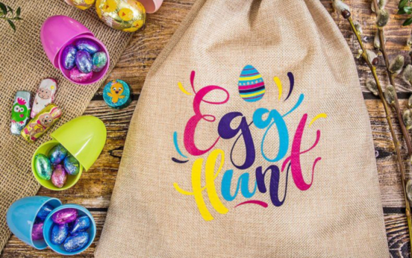 Easter gifts packaged in stylish organza, jute or linen bags